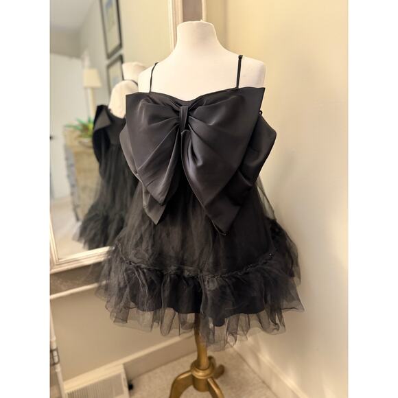 Anthropologie Hutch Take A Bow Black Tulle Mini Dress Glam Party Cocktail 10 - Picture 5 of 11